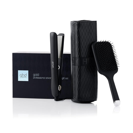 Ghd Gold Gift Set - Set De Regalo Plancha De Pelo Profesional, Cepillo Ghd All-Rounder Y Neceser Resistente Al Calor, Tecnología Dual-Zone, Edición Limitada 2024